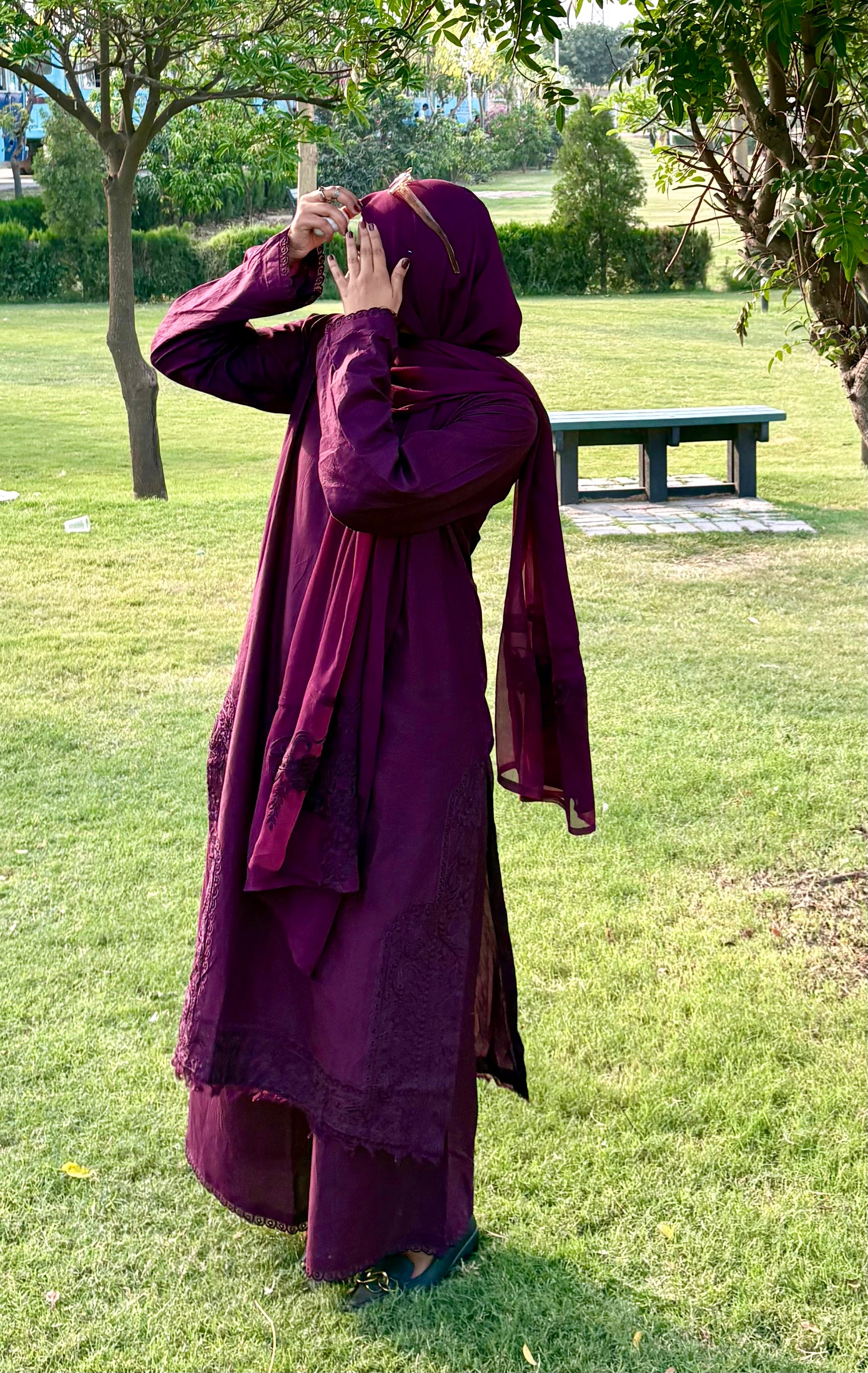 Purplish – 3 Piece Suit (Lawn + Chiffion Duptta)